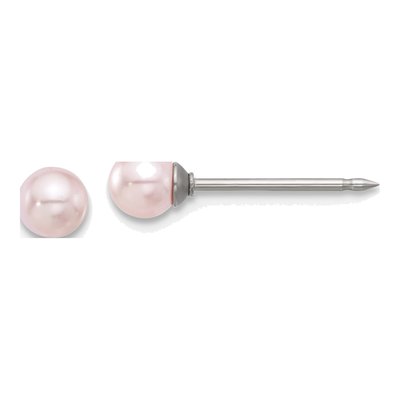Stainless Steel 4mm Round Simulated Pearl Stud Earrings