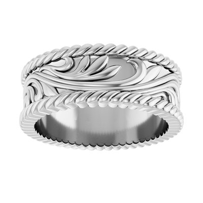 Sterling Silver 7mm Sculptural Wedding Band – view 3