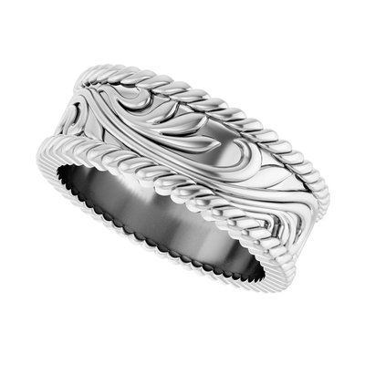 Sterling Silver 7mm Sculptural Wedding Band – view 4