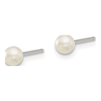 Stainless Steel 4mm Round Simulated Pearl Glass Piercing Stud Earrings – view 2