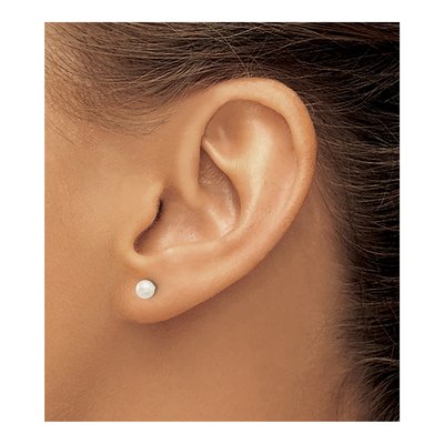 Stainless Steel 4mm Round Simulated Pearl Glass Piercing Stud Earrings – view 3