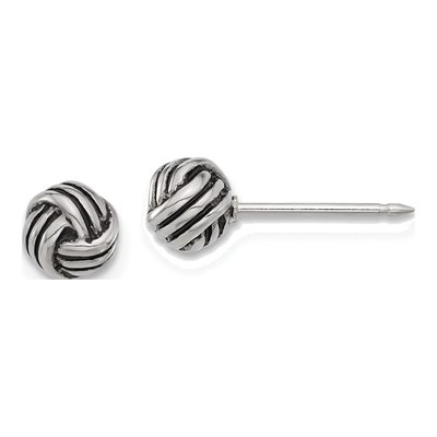Stainless Steel Antiqued Love Knot Stud Earrings