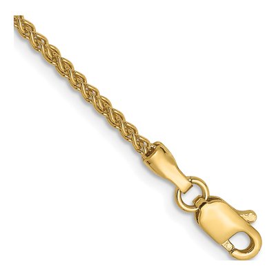 14K Yellow Gold 1.5mm Wheat Chain Anklet