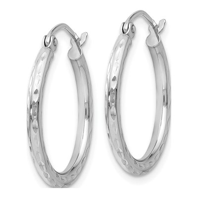 14K White Gold 20mm Round Hoop Earrings – view 3