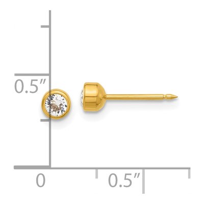 14K Yellow Gold 4mm Round Crystal Bezel Stud Earrings – view 4