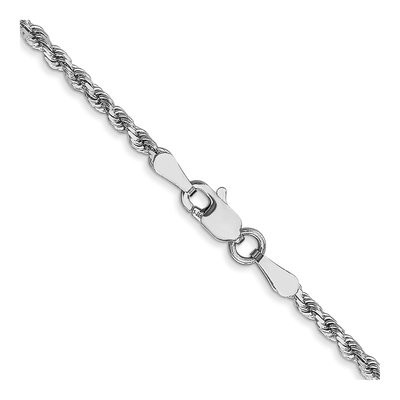 14K White Gold 2mm Diamond-Cut Rope Chain – view 4