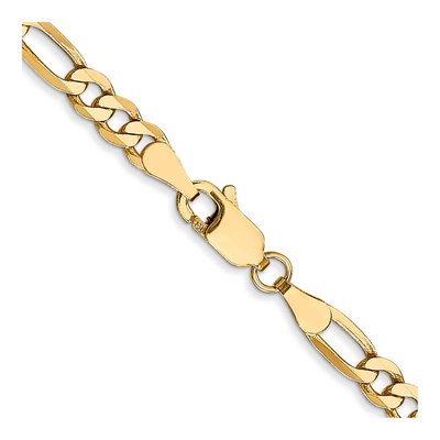 14K Yellow Gold 4mm Flat Figaro Chain – view 4