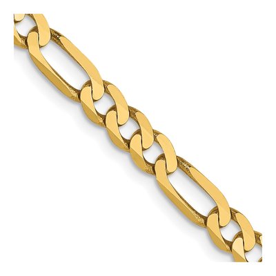 14K Yellow Gold 4mm Flat Figaro Chain