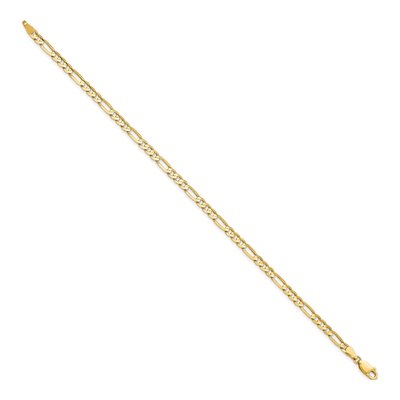 14K Yellow Gold 4mm Flat Figaro Chain Bracelet – view 3