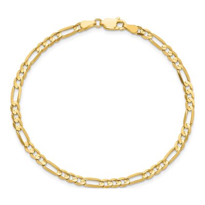 14K Yellow Gold 4mm Flat Figaro Chain Bracelet – view 4