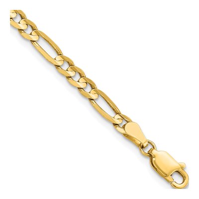 14K Yellow Gold 4mm Flat Figaro Chain Bracelet