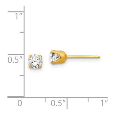 14K Yellow Gold 4.25mm CZ Stud Earrings – view 4