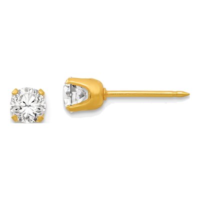 14K Yellow Gold 4.25mm CZ Stud Earrings