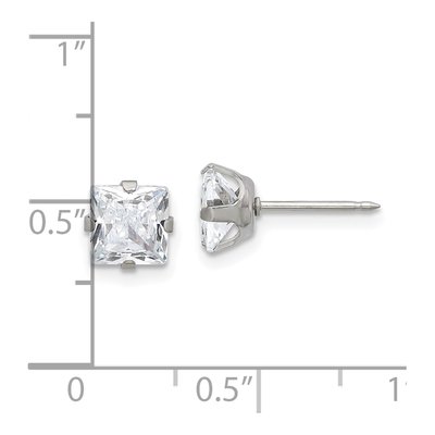 Stainless Steel 6mm CZ Square Stud Earrings – view 4