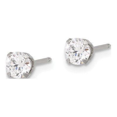 Stainless Steel 4mm Round CZ Stud Earrings – view 2