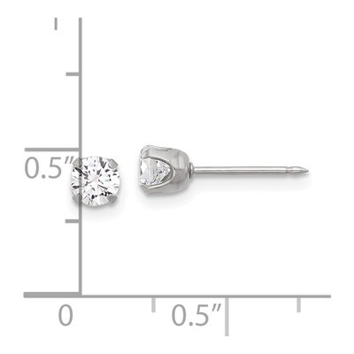 Stainless Steel 4mm Round CZ Stud Earrings – view 4