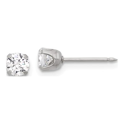 Stainless Steel 4mm Round CZ Stud Earrings