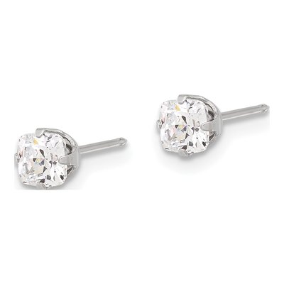 Stainless Steel 4mm Cushion CZ Square Stud Earrings – view 2