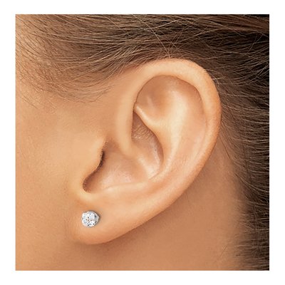 Stainless Steel 4mm Cushion CZ Square Stud Earrings – view 3