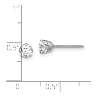 Stainless Steel 4mm Cushion CZ Square Stud Earrings – view 4