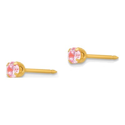 14K Yellow Gold CZ Stud Earrings – view 2