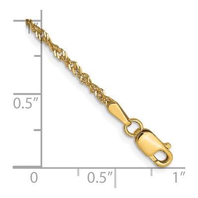 14K Yellow Gold 1.6mm Diamond-Cut Singapore Chain Bracelet – view 3