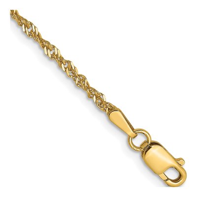 14K Yellow Gold 1.6mm Diamond-Cut Singapore Chain Bracelet