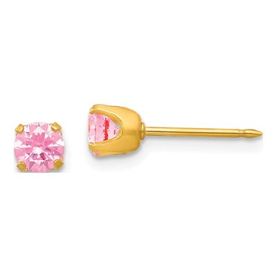 14K Yellow Gold CZ Stud Earrings