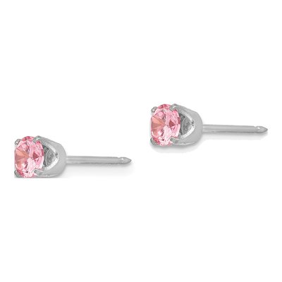 14K White Gold CZ Stud Earrings – view 2