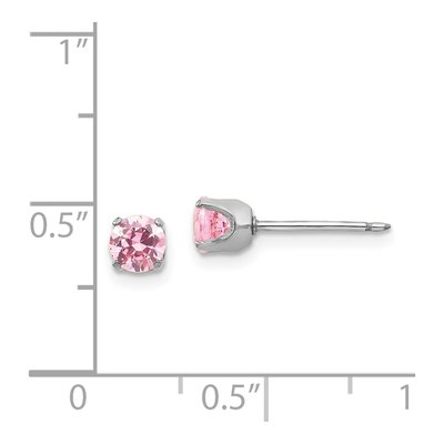 14K White Gold CZ Stud Earrings – view 4