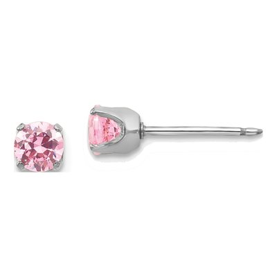 14K White Gold CZ Stud Earrings