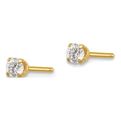 14K Yellow Gold CZ Long Stud Earrings – view 2