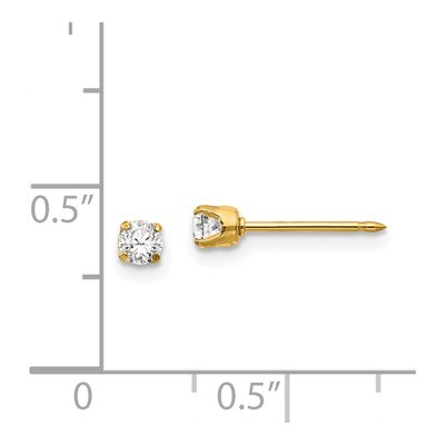 14K Yellow Gold CZ Long Stud Earrings – view 4