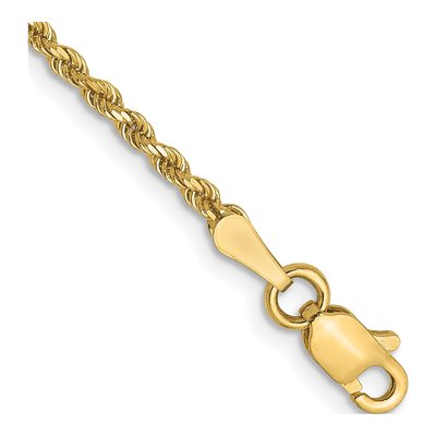 14K Yellow Gold 1.75mm Diamond-Cut Rope Chain Bracelet