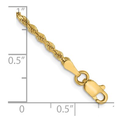 14K Yellow Gold 2mm Diamond-Cut Rope Chain Bracelet – view 3