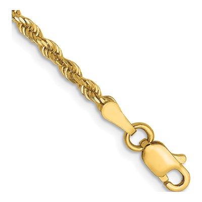 14K Yellow Gold 2.5mm Diamond-Cut Rope Chain Bracelet