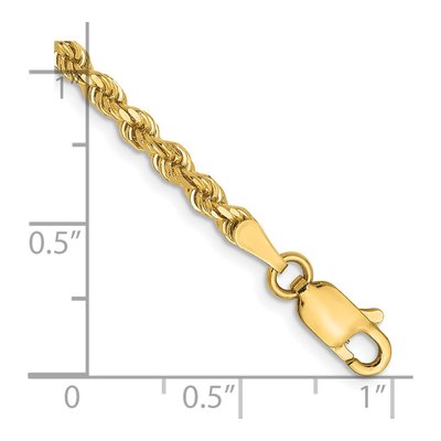 14K Yellow Gold 2.75mm Diamond-Cut Rope Chain Bracelet – view 2