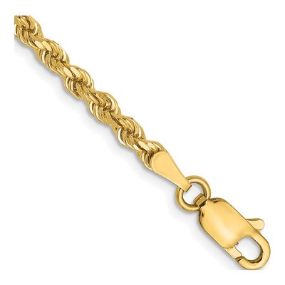 14K Yellow Gold 2.75mm Diamond-Cut Rope Chain Bracelet