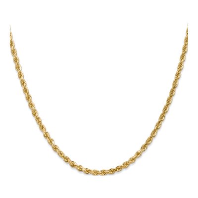 14K Yellow Gold 3mm Diamond-Cut Rope Chain – view 3