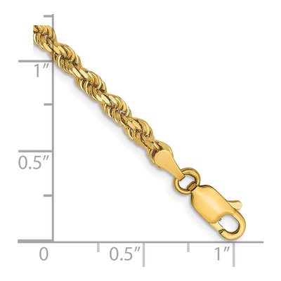 14K Yellow Gold 3mm Diamond-Cut Rope Chain Bracelet – view 2