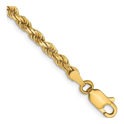 14K Yellow Gold 3mm Diamond-Cut Rope Chain Bracelet