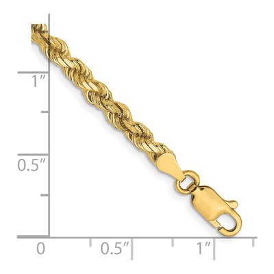 14K Yellow Gold 3.5mm Diamond-Cut Rope Chain Bracelet – view 3