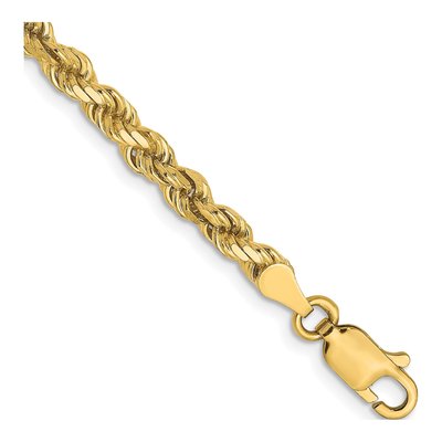 14K Yellow Gold 3.5mm Diamond-Cut Rope Chain Bracelet