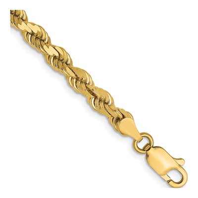 14K Yellow Gold 4mm Diamond-Cut Rope Chain Bracelet