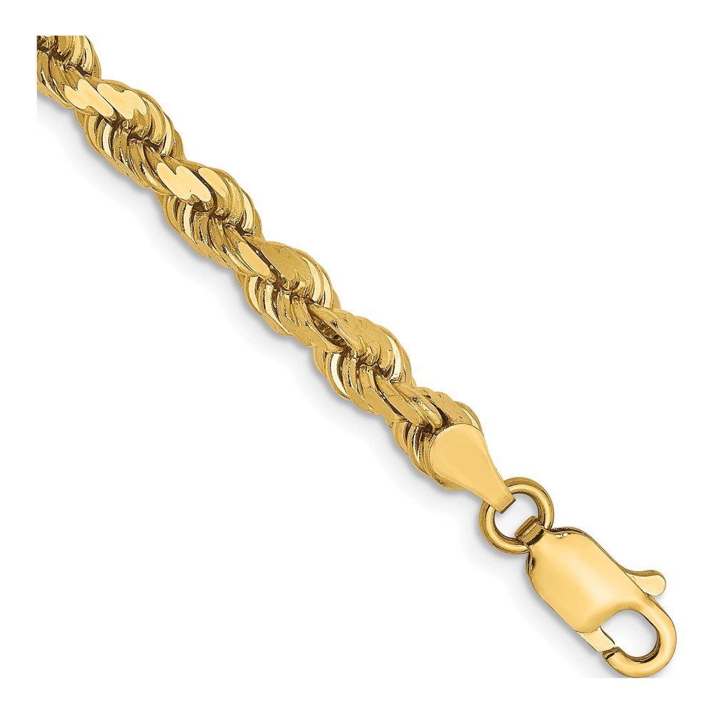 14K Yellow Gold 4mm Diamond-Cut Rope Chain Bracelet