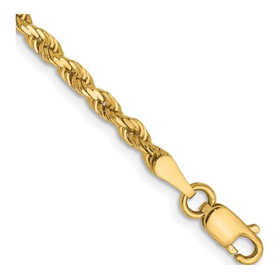14K Yellow Gold 2.75mm Diamond-Cut Quadruple Rope Chain Bracelet