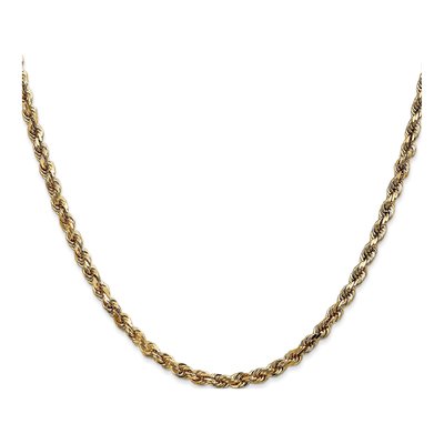 14K Yellow Gold 3.5mm Diamond-Cut Quad Quadruple Rope Chain – view 3