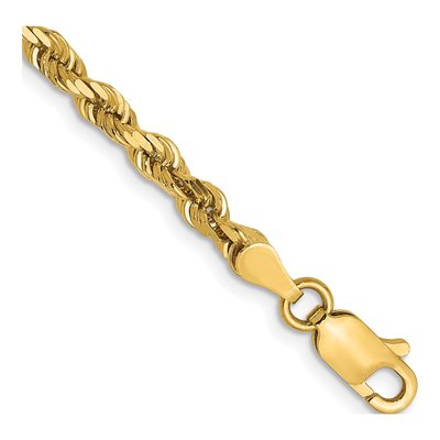 14K Yellow Gold 3.5mm Diamond-Cut Quadruple Rope Chain Bracelet