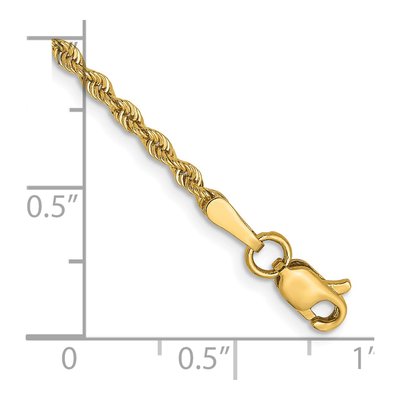 14K Yellow Gold 2mm Rope Chain Bracelet – view 3