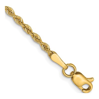 14K Yellow Gold 2mm Rope Chain Bracelet